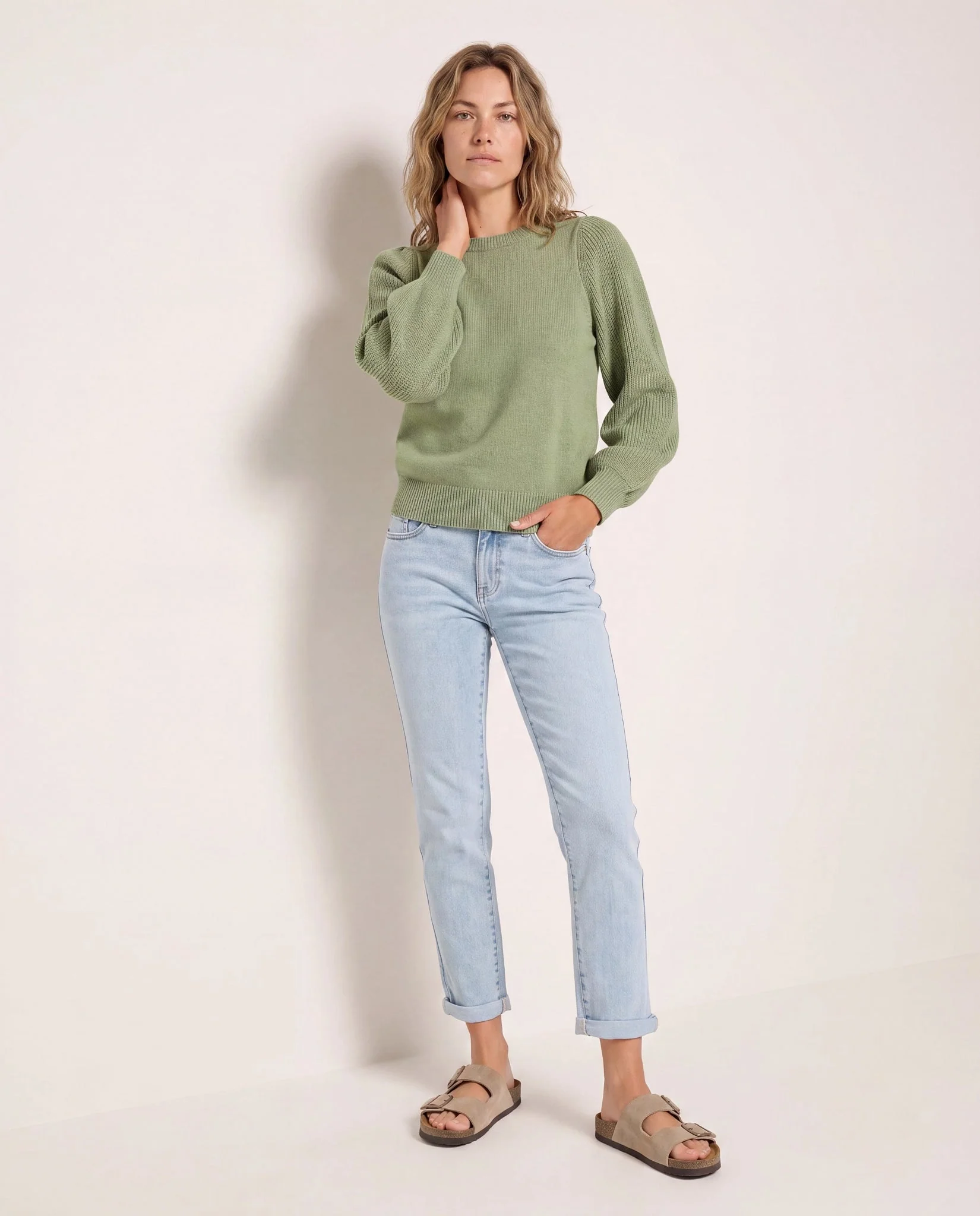 Pacific Puff Shoulder Crew Neck Sweater - Image 5