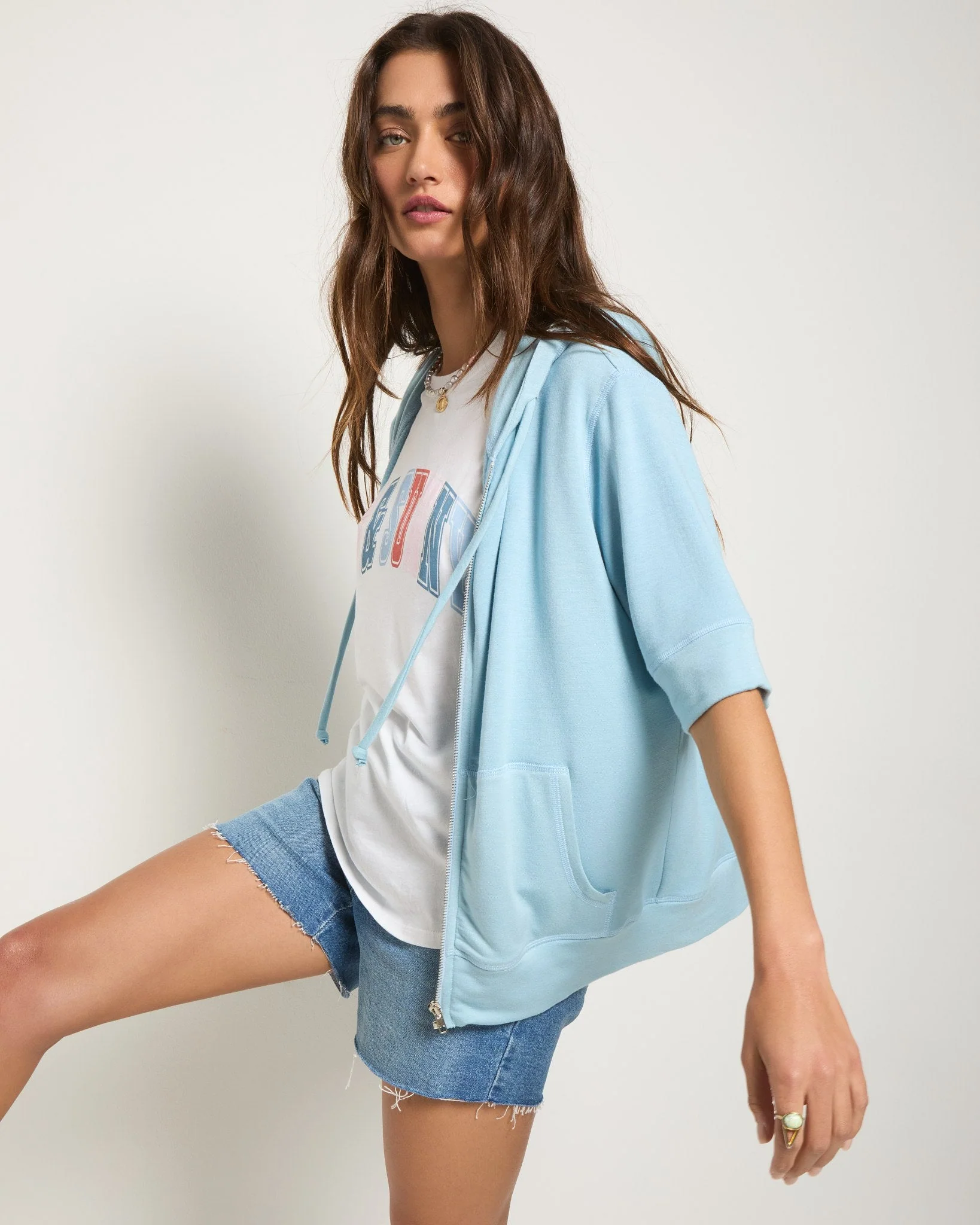 Short Sleeve Zip Hoodie - Image 11