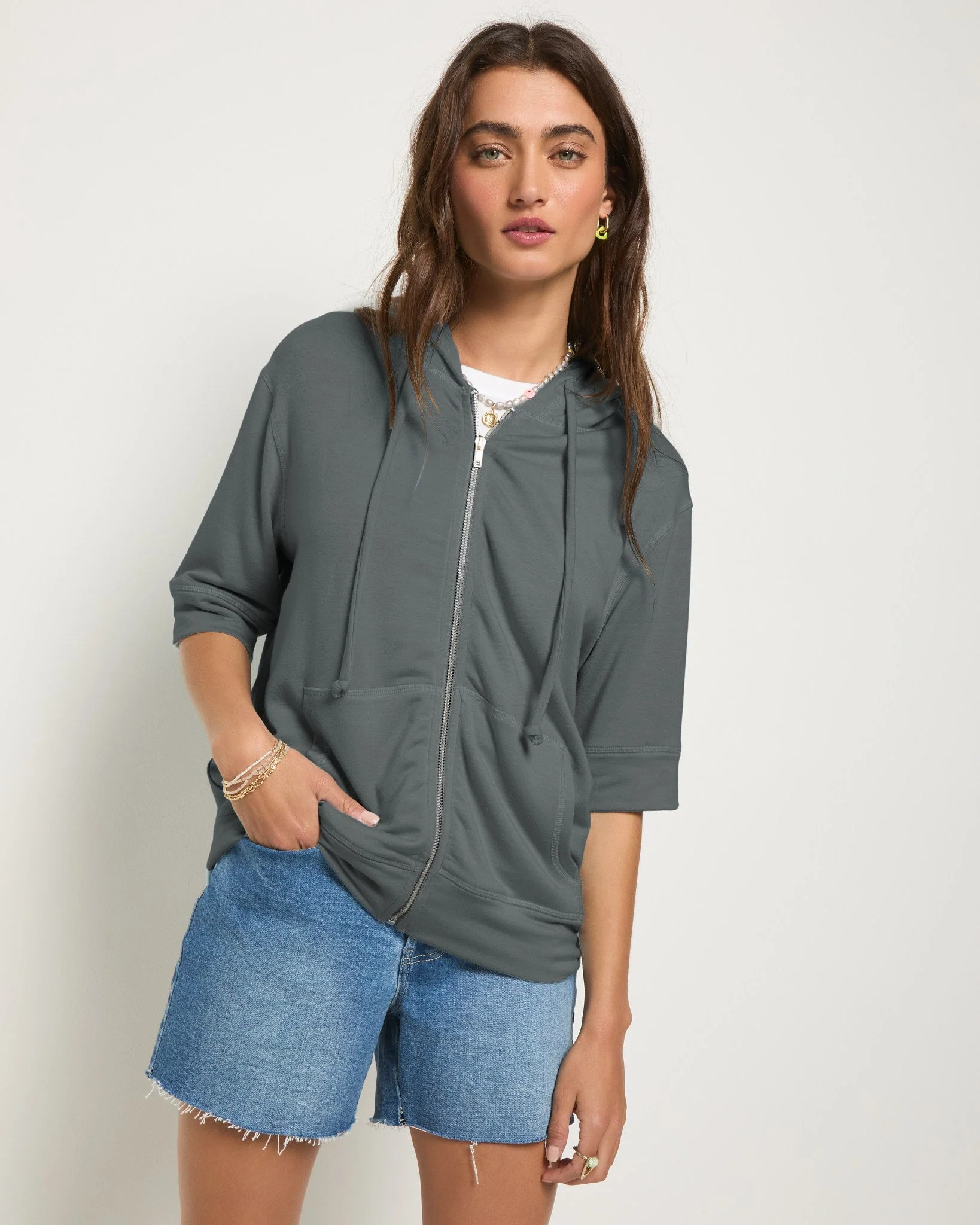 Short Sleeve Zip Hoodie - Image 19