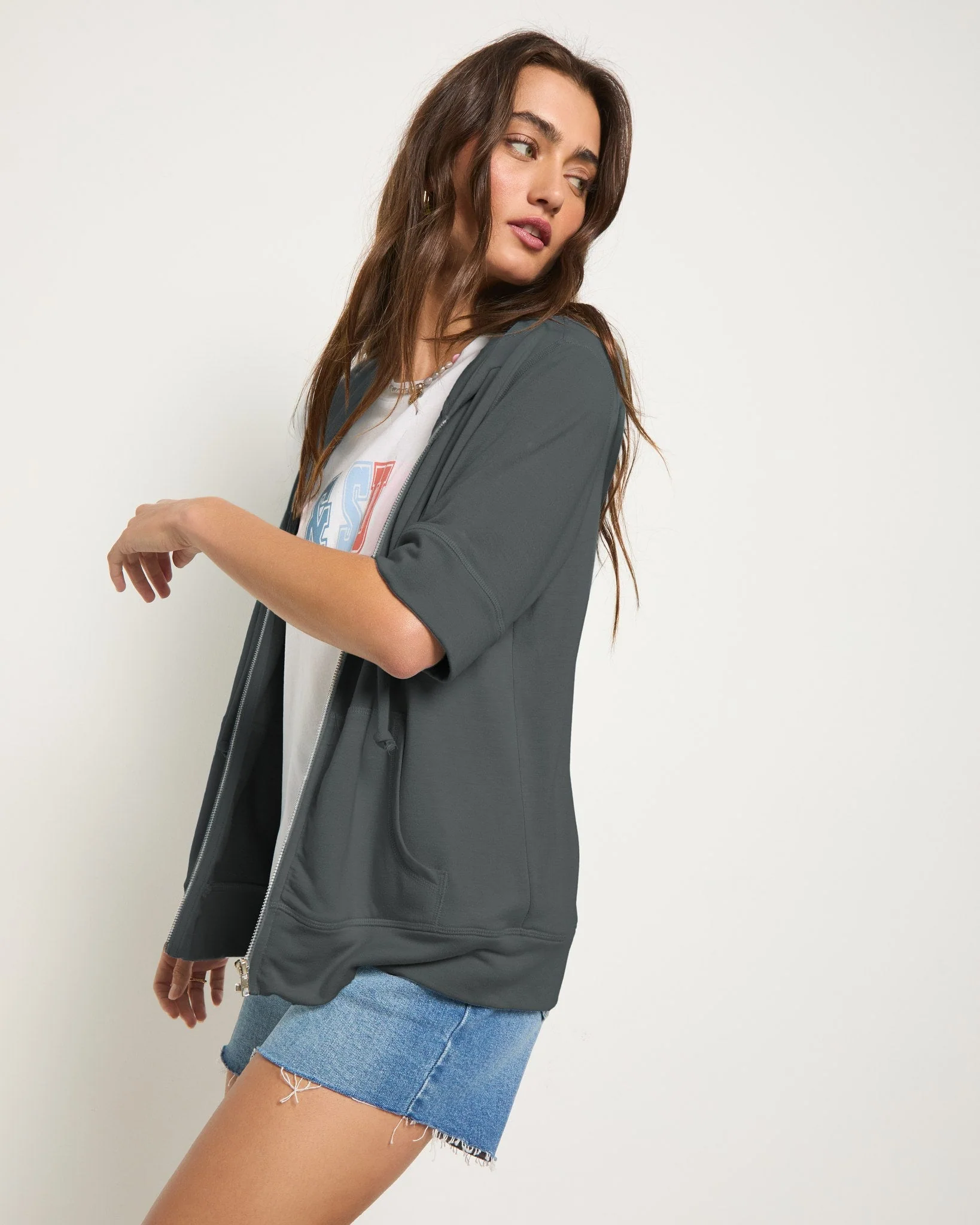 Short Sleeve Zip Hoodie - Image 21
