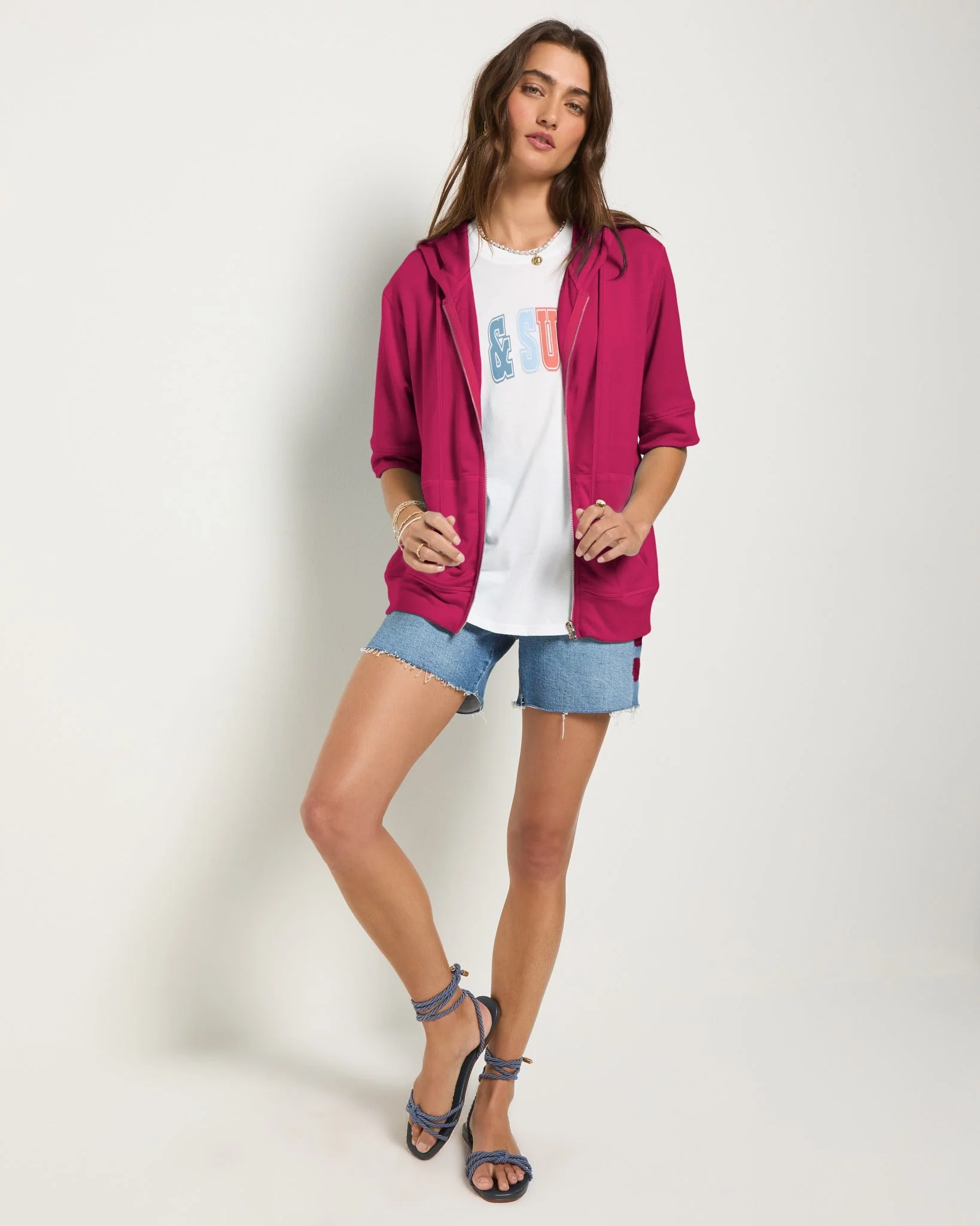 Short Sleeve Zip Hoodie - Image 25