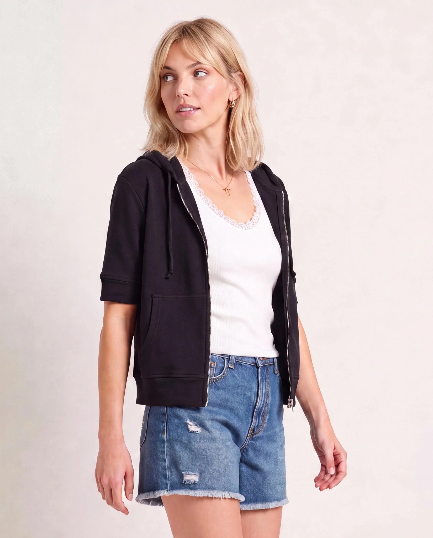 Short Sleeve Zip Hoodie - Image 27