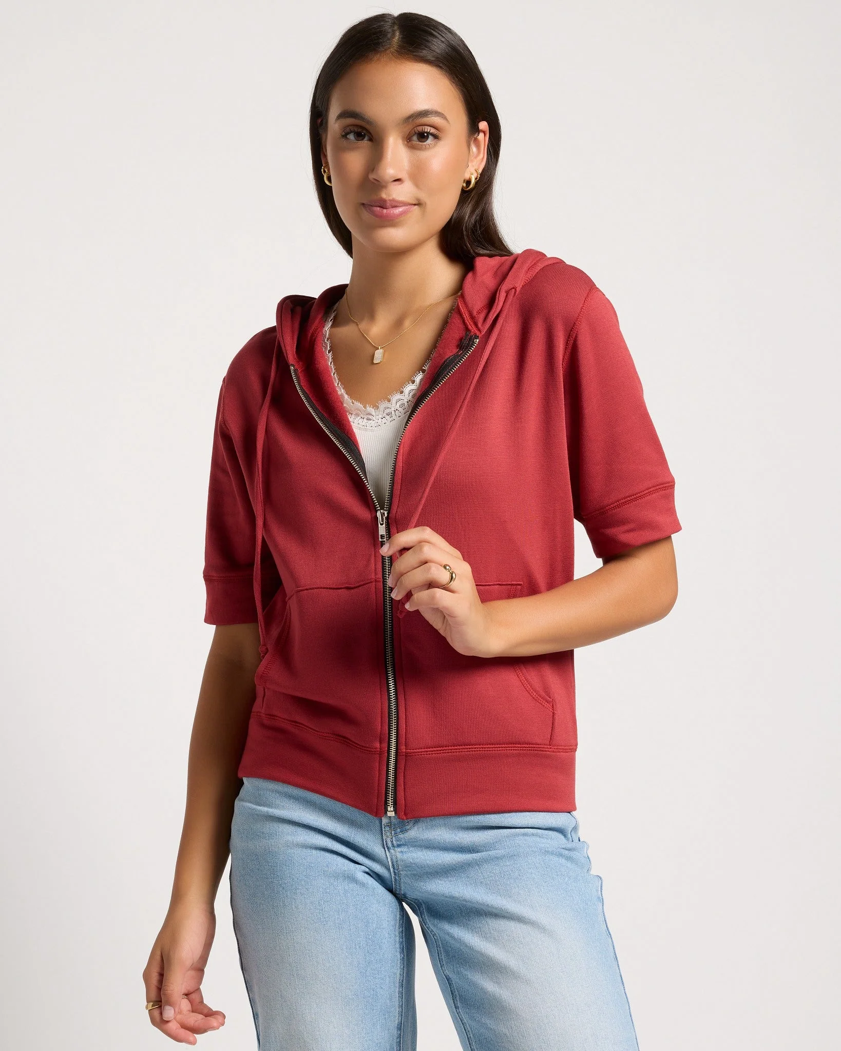 Short Sleeve Zip Hoodie - Image 5