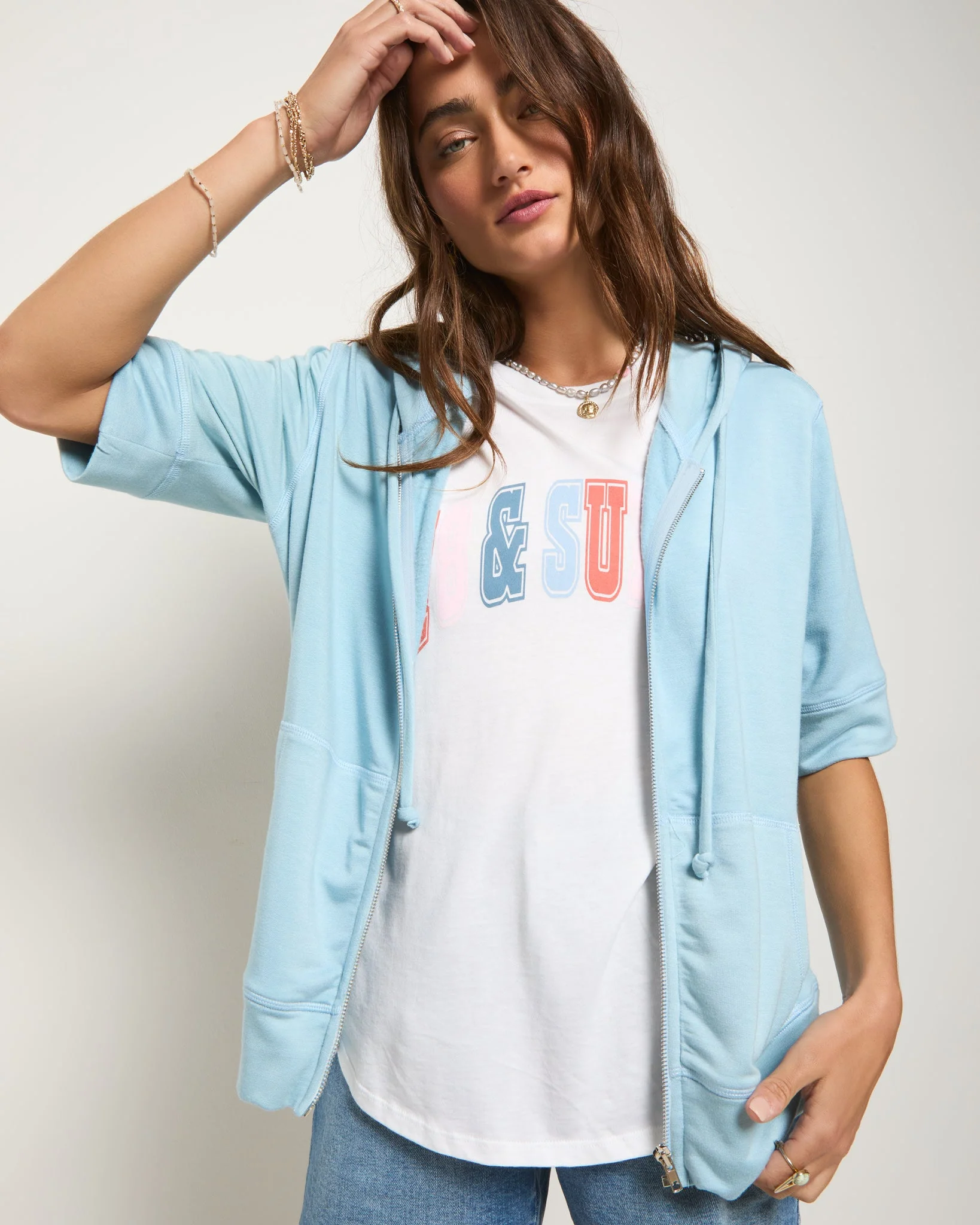 Short Sleeve Zip Hoodie - Image 9