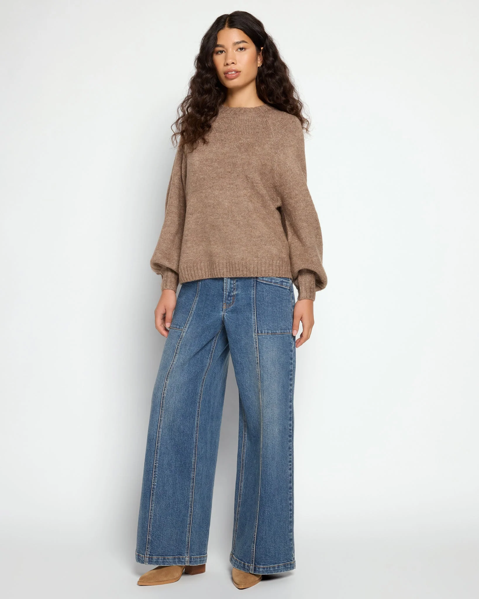 Balloon Sleeve Crewneck Sweater - Image 10