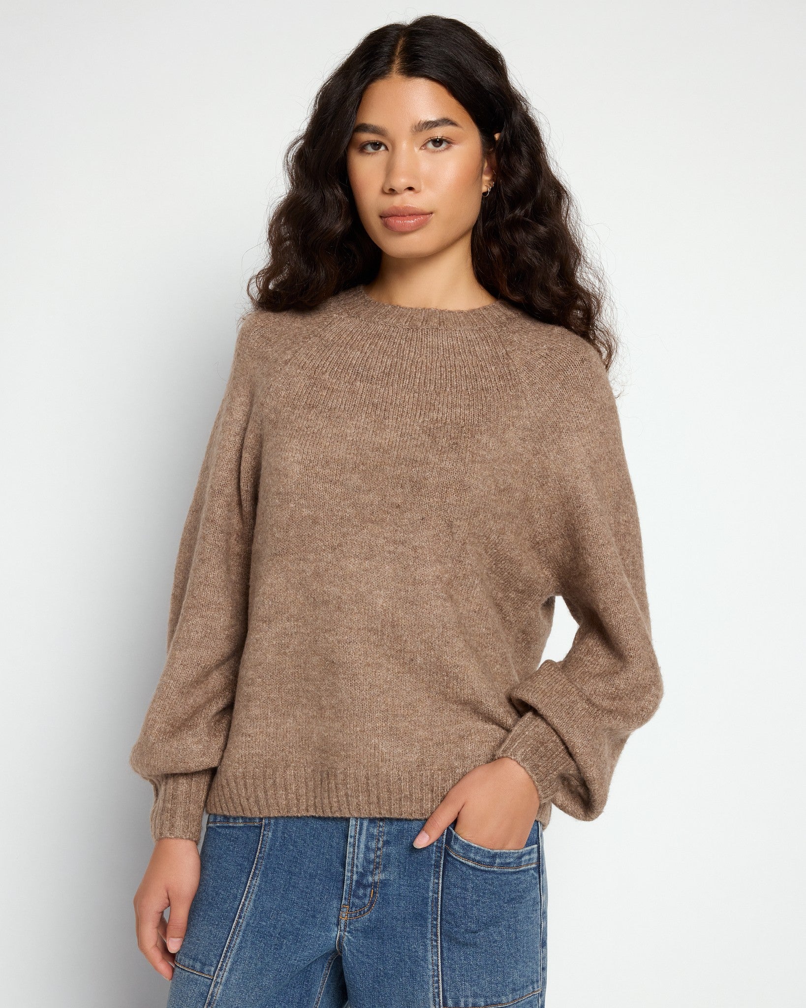 Balloon Sleeve Crewneck Sweater - Image 7
