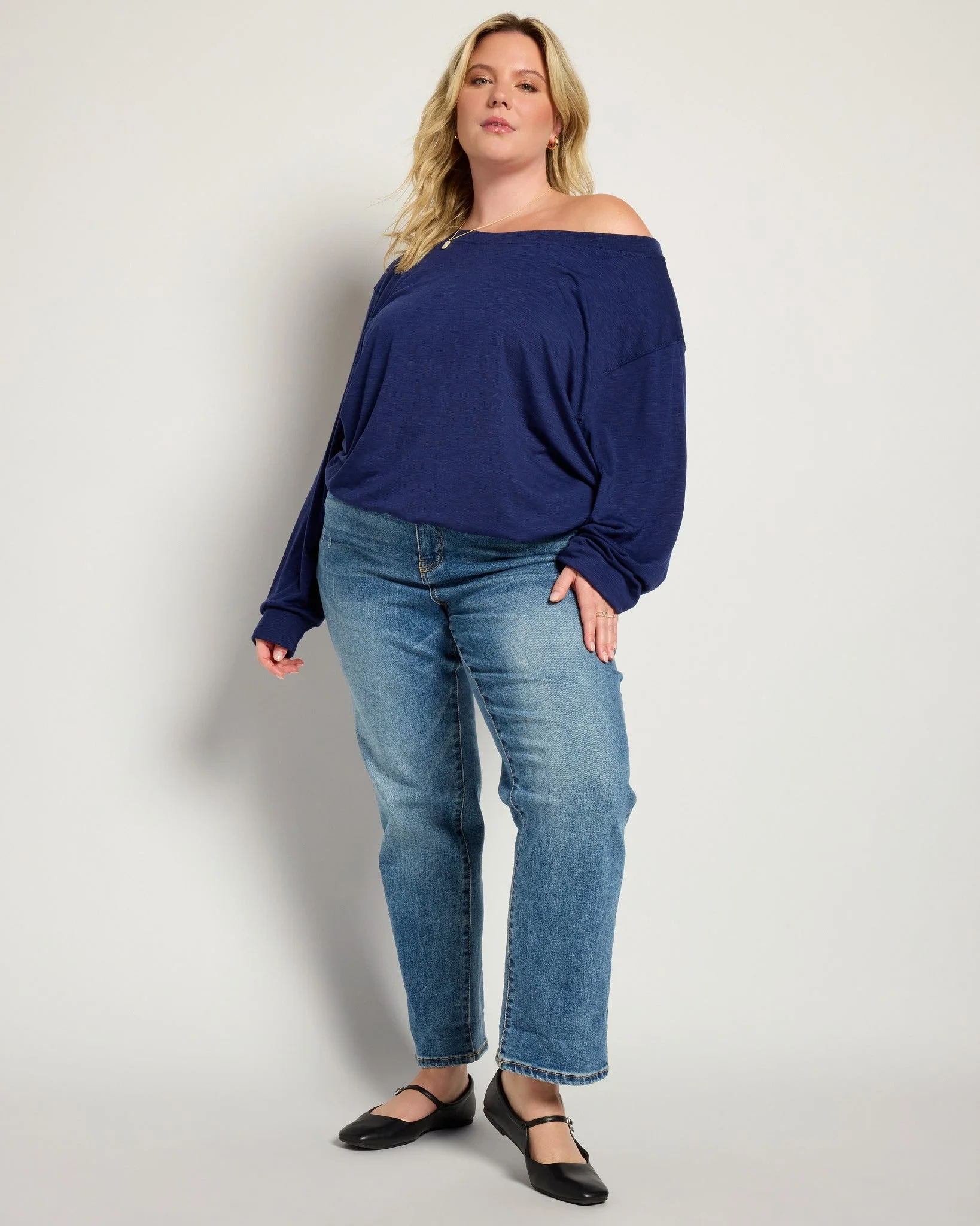Plus Size Brooksville Slub Off The Shoulder Top - Image 13