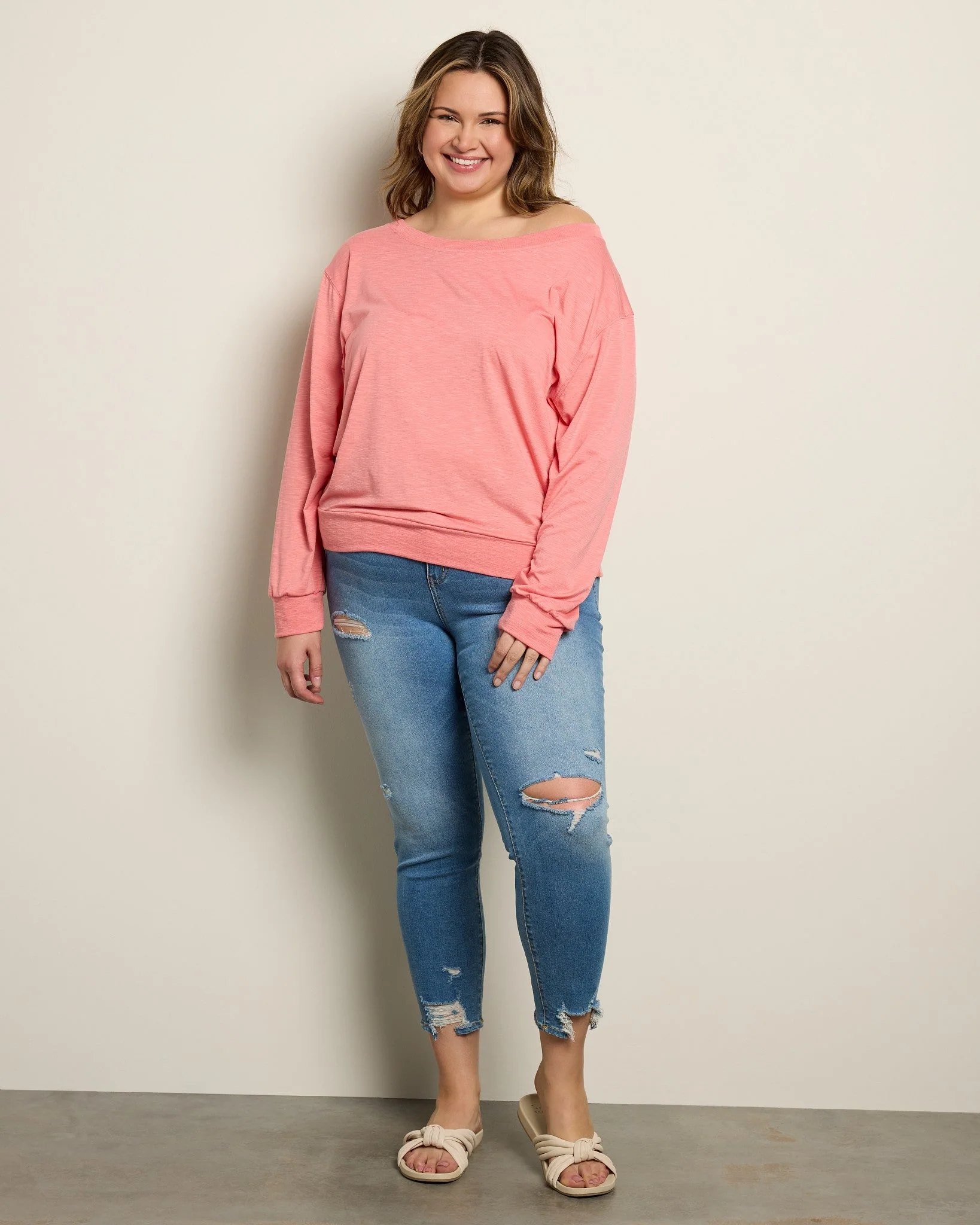 Plus Size Brooksville Slub Off The Shoulder Top - Image 4