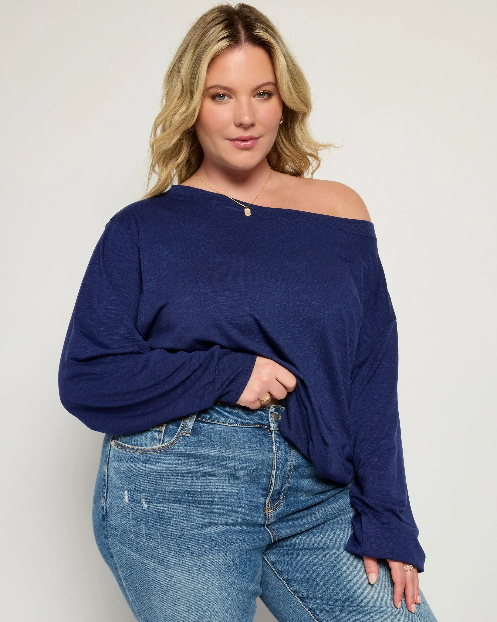 Plus Size Brooksville Slub Off The Shoulder Top - Image 6