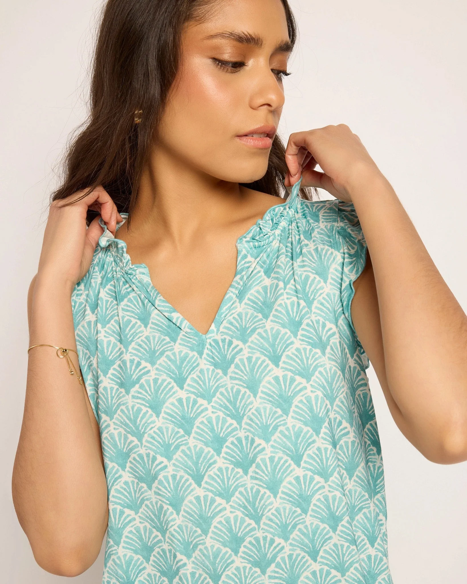 Macy Printed Ruffle Knit Top - Image 3