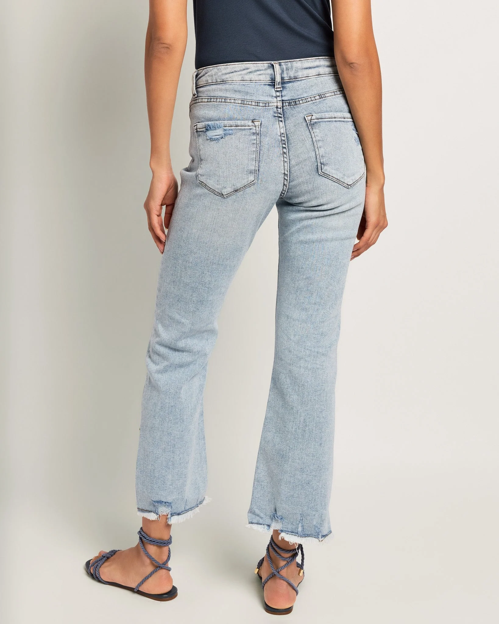 Mid Rise Cropped Side Slit Jeans - Image 3
