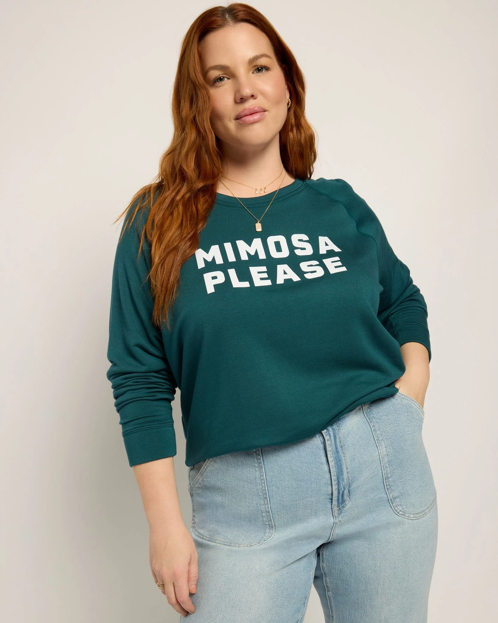Plus Size "Mimosa Please" Graphic Crew