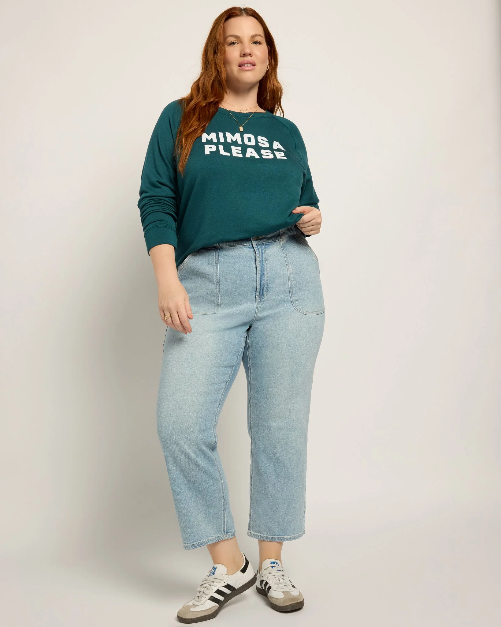 Plus Size "Mimosa Please" Graphic Crew - Image 4
