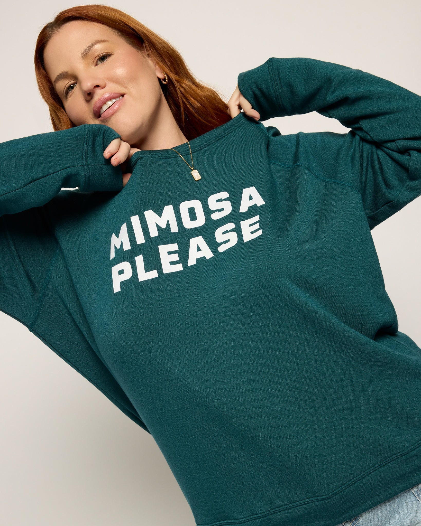 Plus Size "Mimosa Please" Graphic Crew - Image 5