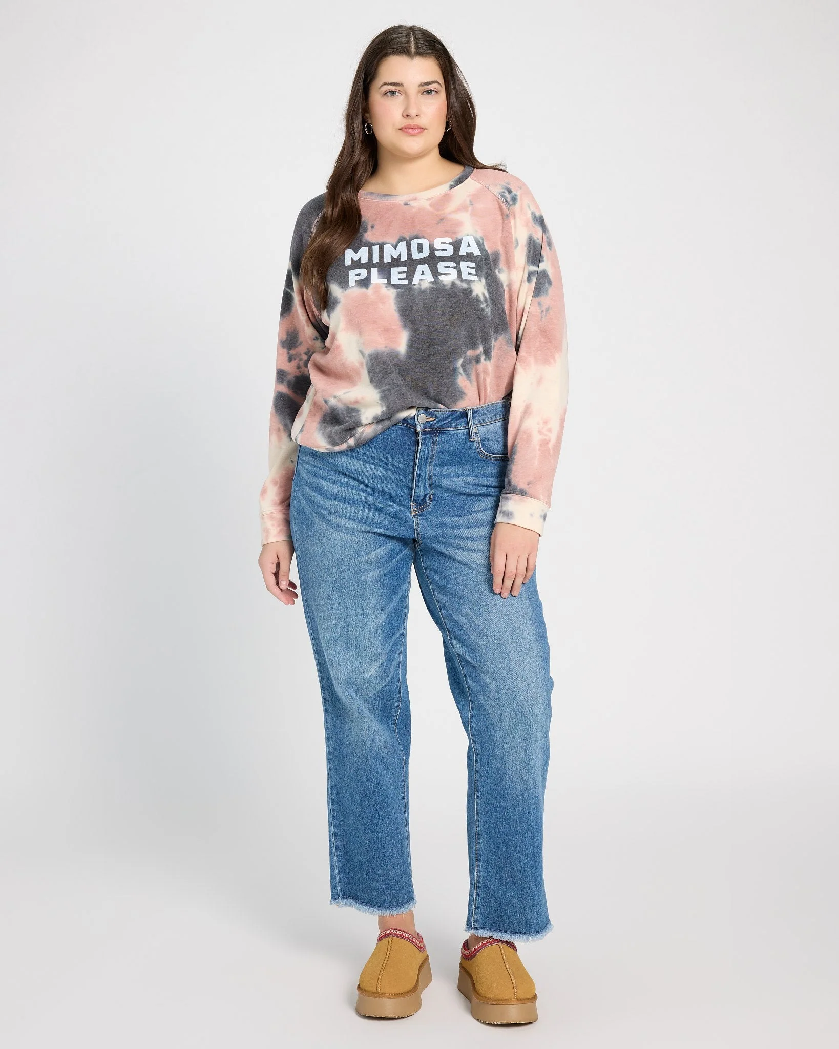 Plus Size "Mimosa Please" Tie Dye Graphic Pullover - Image 5
