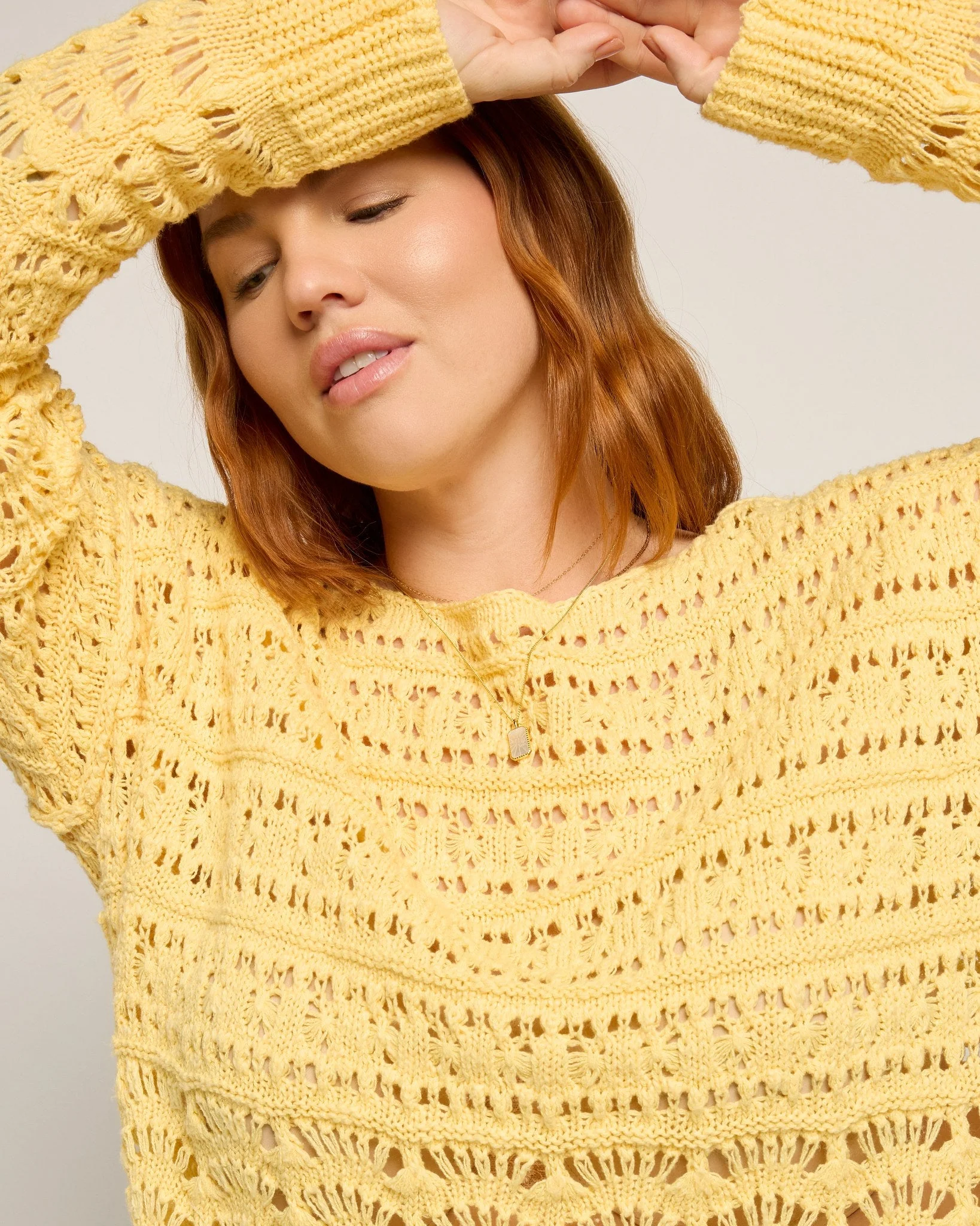 Plus Size Sage Off Shoulder Pointelle Sweater - Image 5