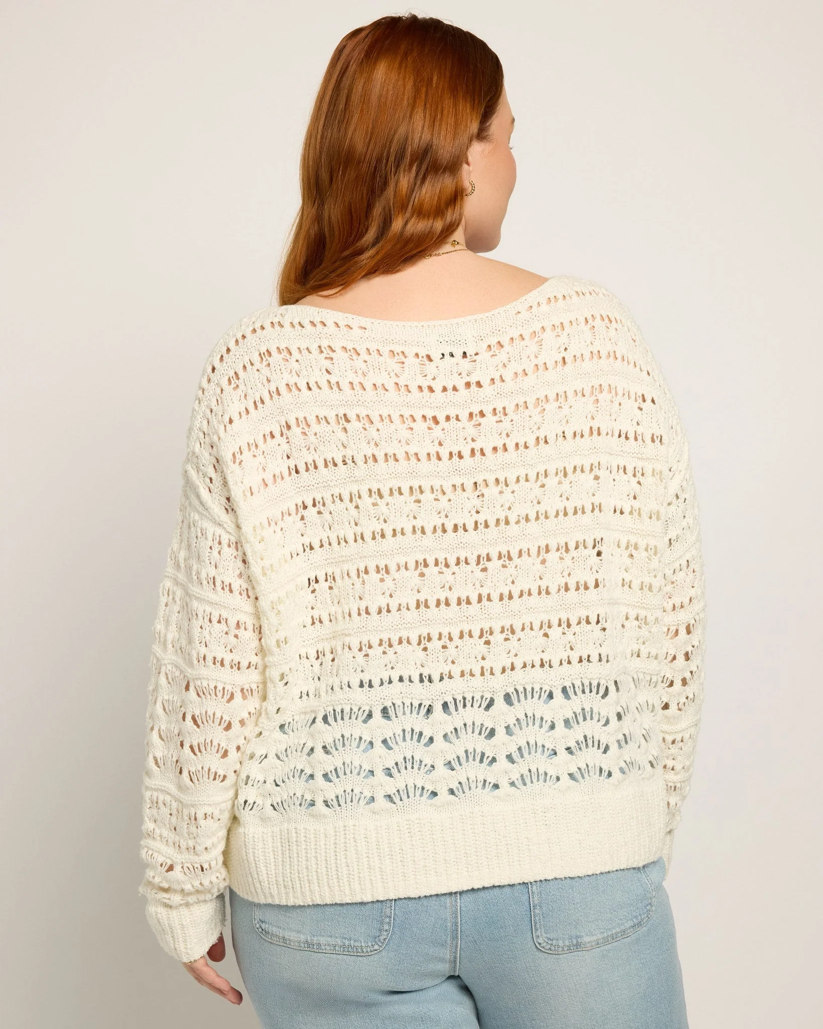 Plus Size Sage Off Shoulder Pointelle Sweater - Image 8