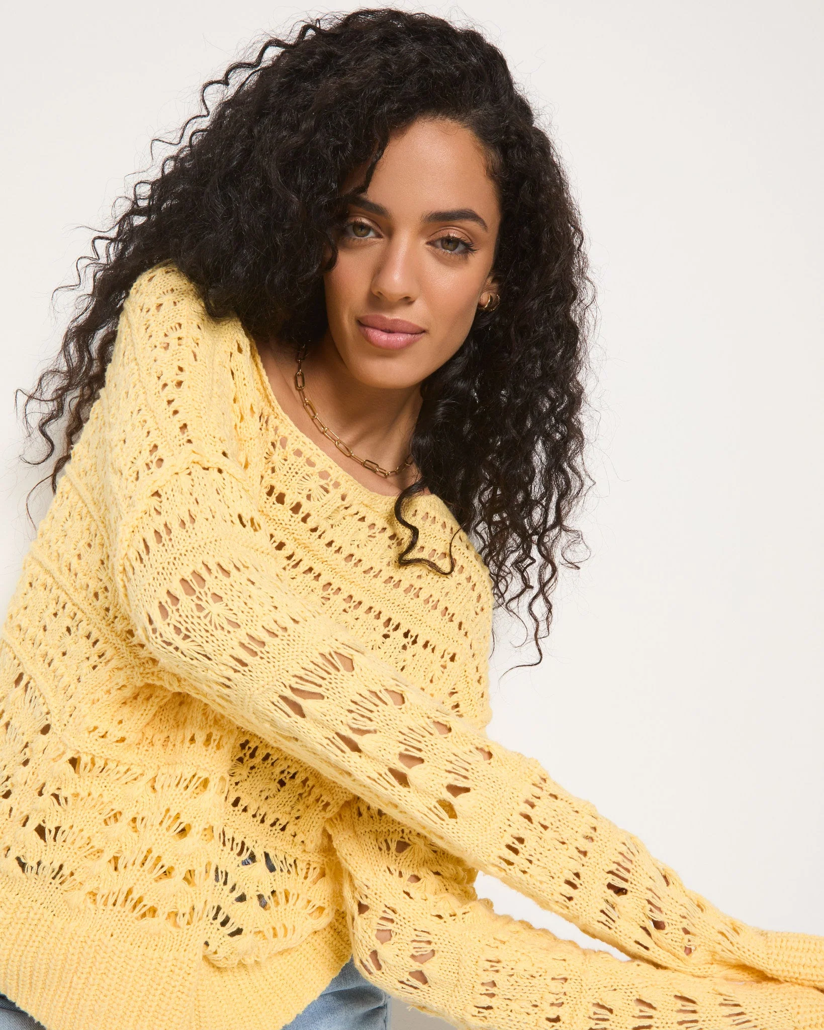 Sage Off Shoulder Pointelle Sweater - Image 15