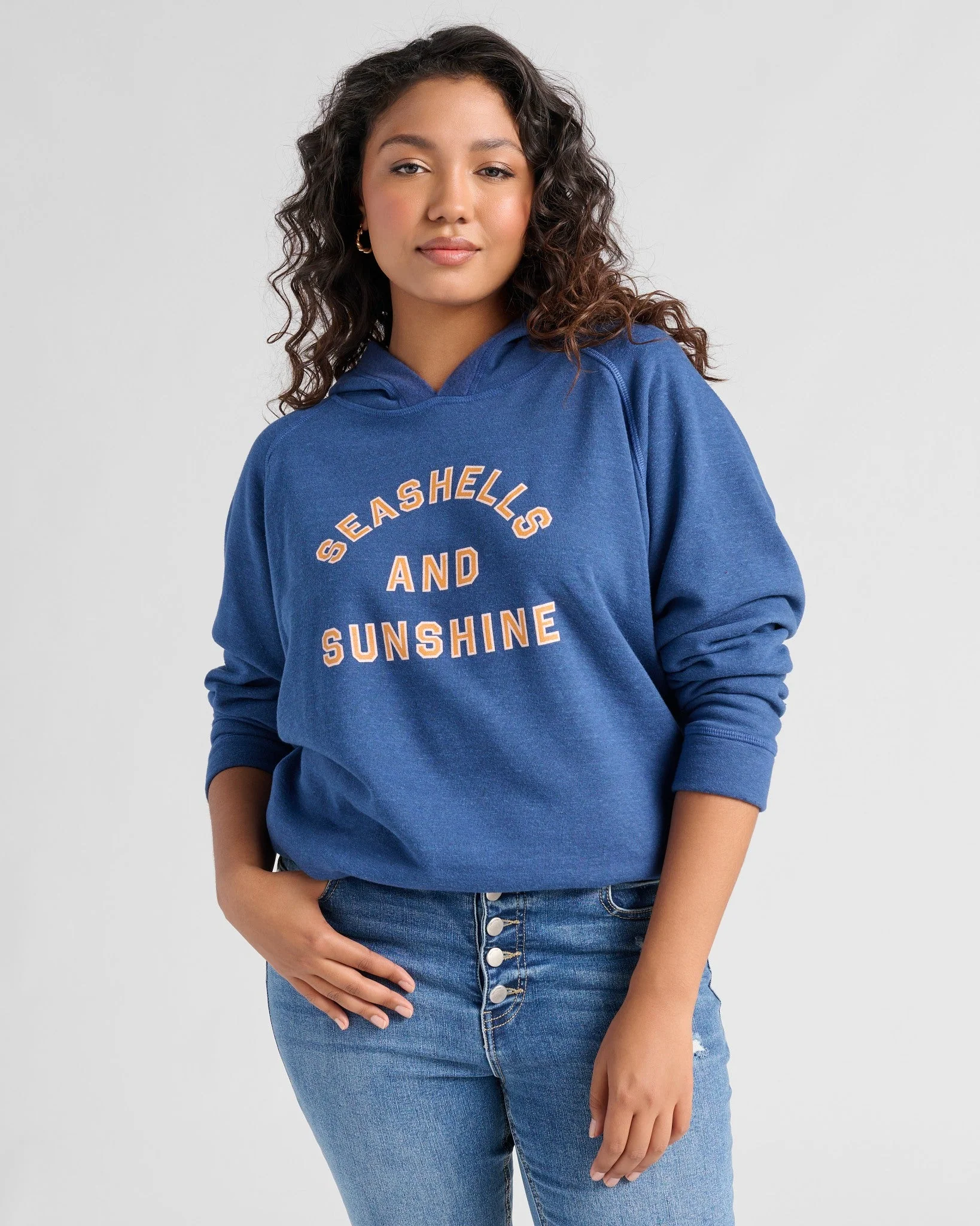 Plus Size "Seashells and Sunshine" Graphic Hoodie